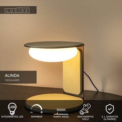 Lucide ALINDA - Tischlampe - Ø 20 cm - LED Dim. - 1x9W 3000K - Grün | Essential
